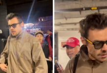 Harry Styles Stops to Sign Autograph Before Knicks Game, Video